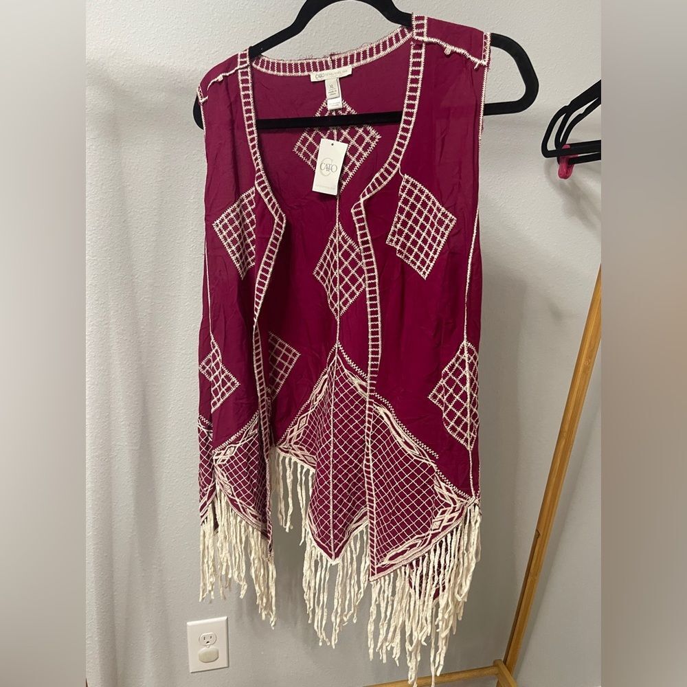 Cato Maroon Vest with White Stitching